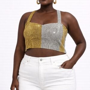 Sparkling Gold and Silver Sequin Crop Top